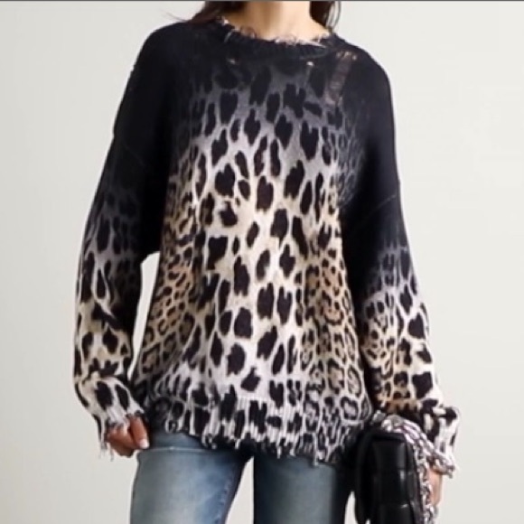 R13 Faded Leopard Oversized Sweater - Picture 7 of 16